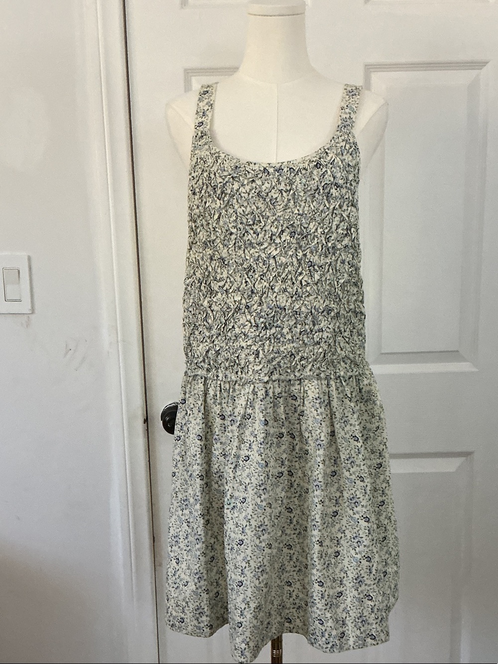 Free people Girls' Floral Smocked Tank Dress - Cream and Blue